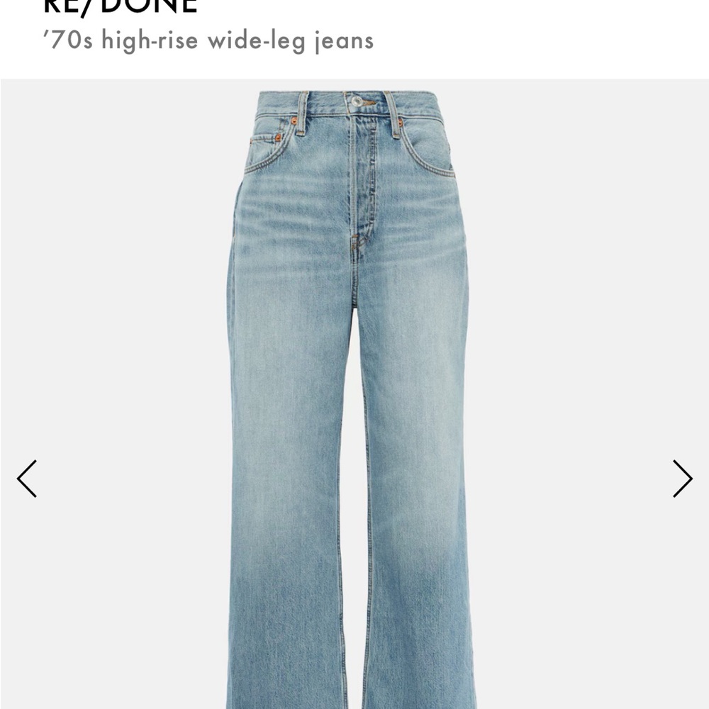 Re/Done 70s Ultra High Rise Wide Leg Jeans in Sundfaded Flow, size 26